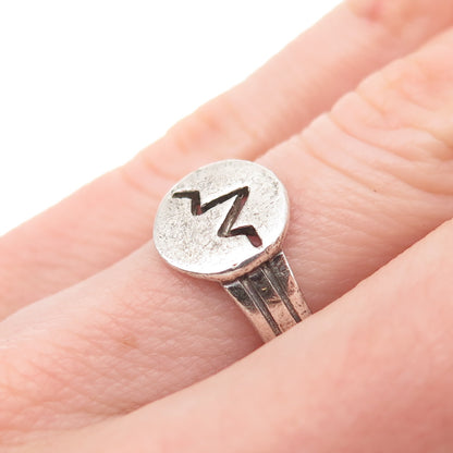 925 Sterling Silver Vintage Heartbeat Oxidized Ring Size 6.25
