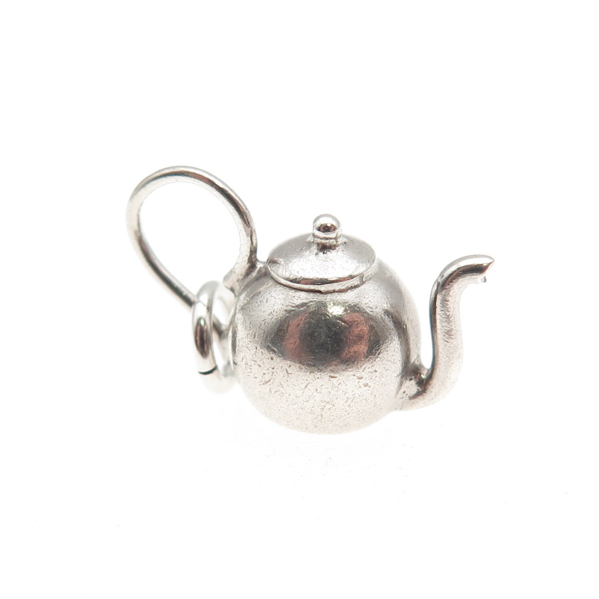 925 Sterling Silver Antique Art Deco Teapot 3D Mini Charm Pendant
