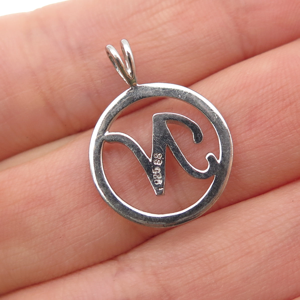 925 Sterling Silver Letter N Initial Mini Charm Pendant