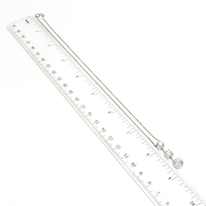 925 Sterling Silver Round-Cut C Z Graduated Drop Cable Chain Necklace 16"