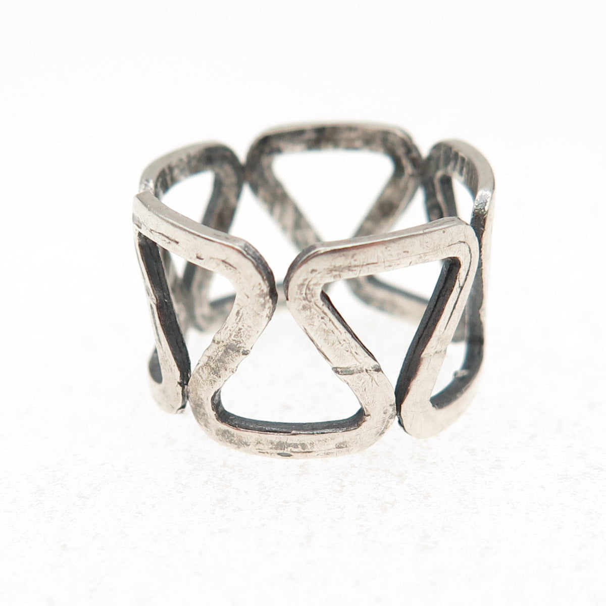 925 Sterling Silver Vintage Mexico Zig Zag Oxidized Ring Size 5