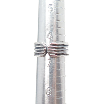 925 Sterling Silver Vintage Multi-Row Oxidized Adjustable Ring Size 6.75