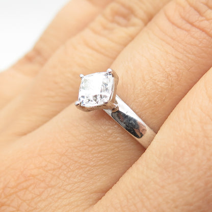 925 Sterling Silver Cushion-Cut C Z Engagement Ring Size 6.75