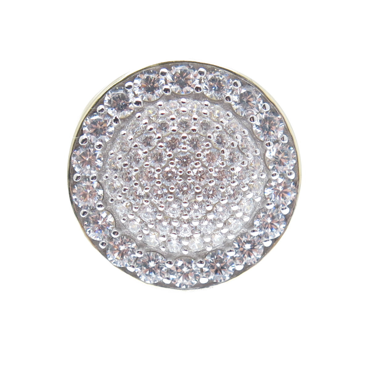 DADWANI 925 Sterling Gold Plated Round-Cut Shaped C Z Sparkle Ring Size 7.25