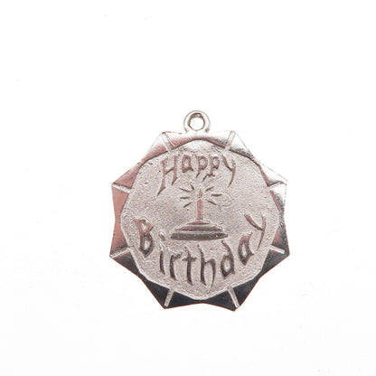 925 Sterling Silver Vintage Happy Birthday Charm Pendant