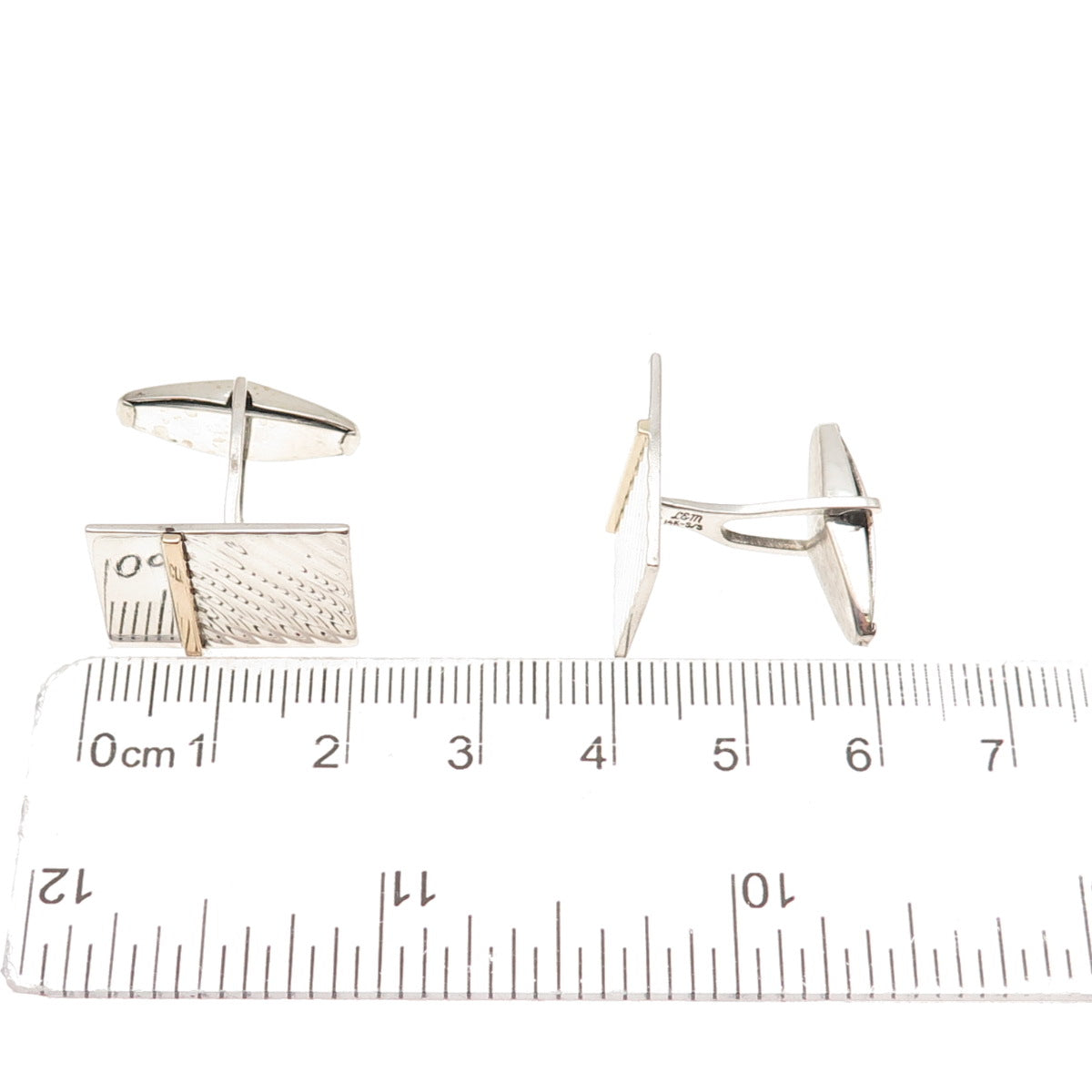 L&M Jewelry 925 Sterling Silver 14K Gold Vintage Ribbed Cufflinks