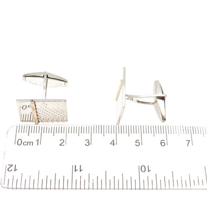 L&M Jewelry 925 Sterling Silver 14K Gold Vintage Ribbed Cufflinks