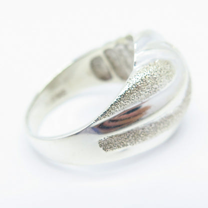 925 Sterling Silver Ribbed Ring Size 8