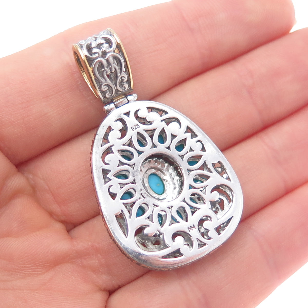 MICHAEL VALITUTTI Gems En Vogue Sterling Silver 2-Tone Real Turquoise Pendant