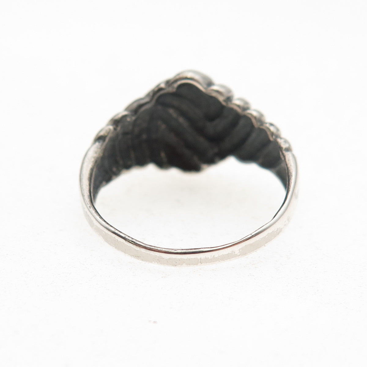 Lisa Lee Creations 925 Sterling Silver Vintage Modernist Oxidized Ring Size 7.25