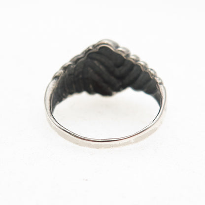Lisa Lee Creations 925 Sterling Silver Vintage Modernist Oxidized Ring Size 7.25