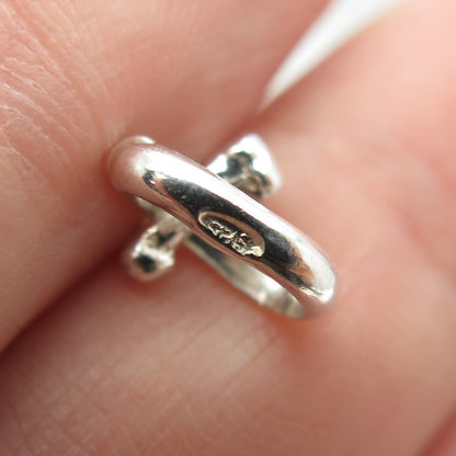 925 Sterling Silver Vintage Italy Black Enamel Snail Pendant
