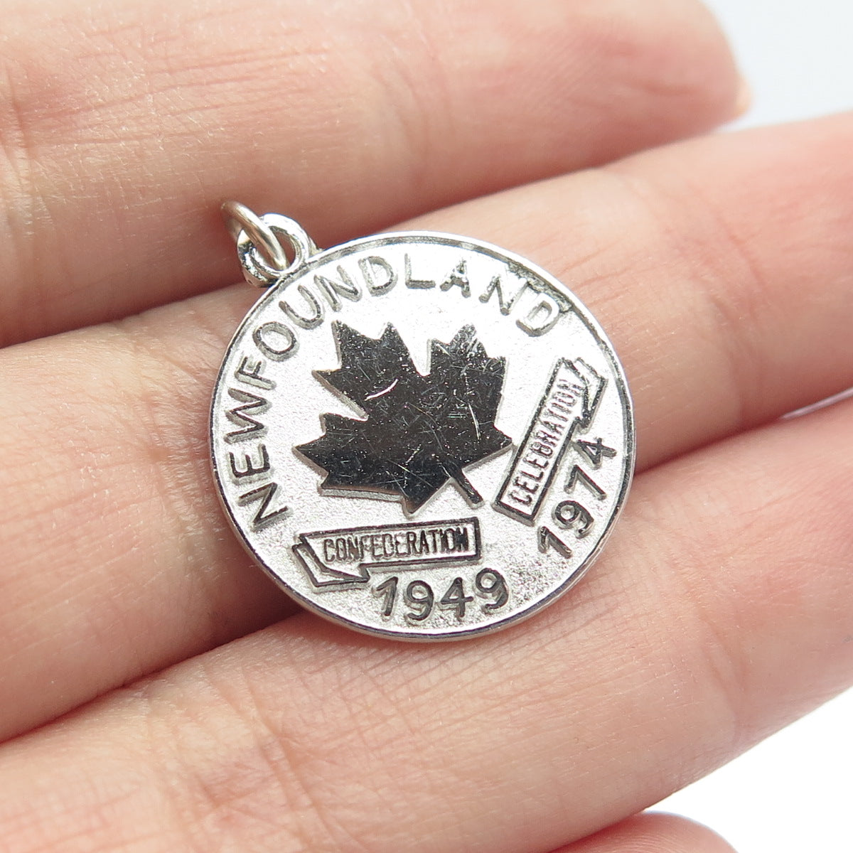 Vintage Sterling Silver Newfoundland Confederation Celebration 1949-1974 Pendant