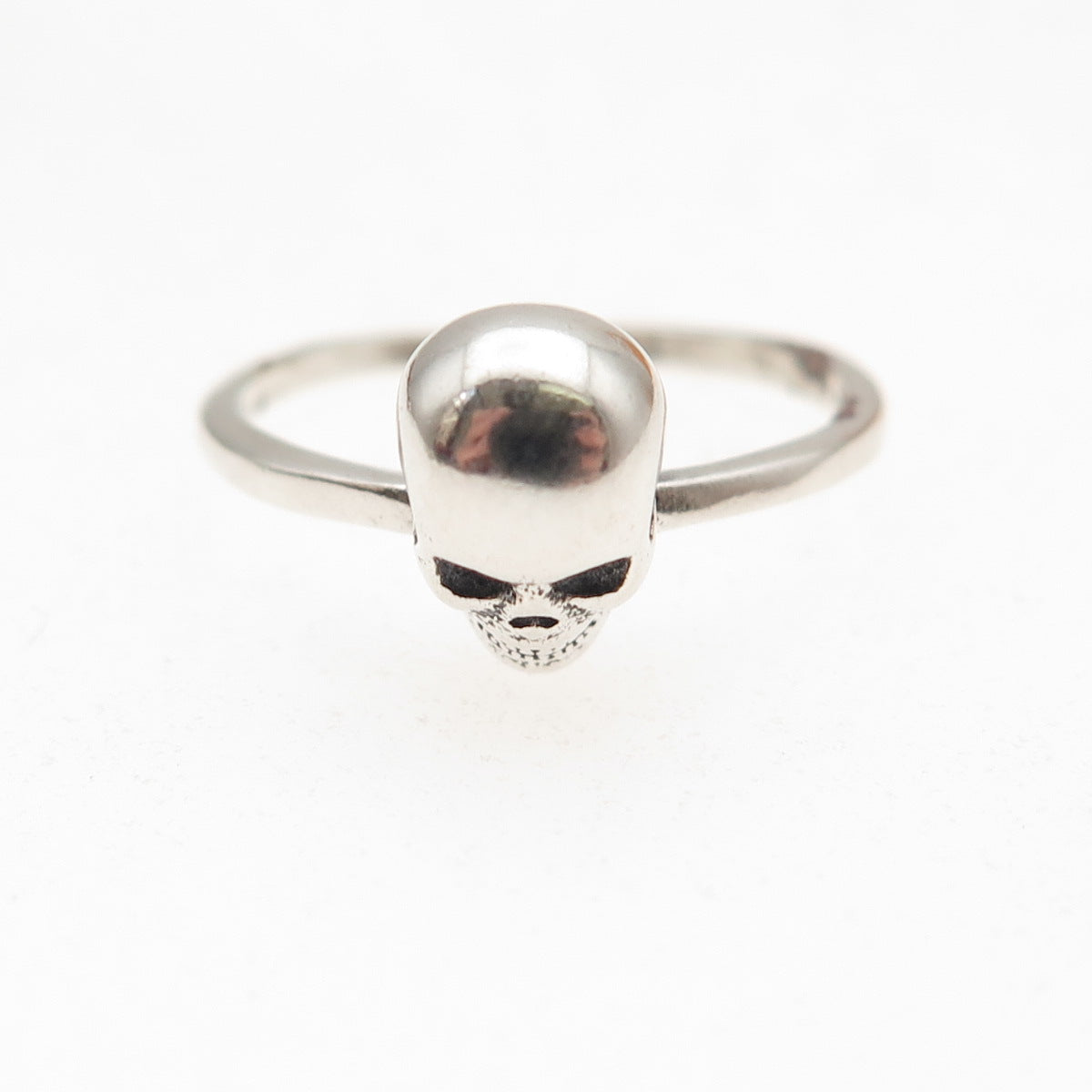 925 Sterling Silver Vintage Skull Oxidized Biker Ring Size 6.5