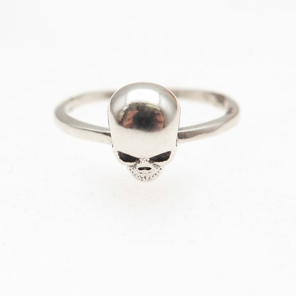 925 Sterling Silver Vintage Skull Oxidized Biker Ring Size 6.5