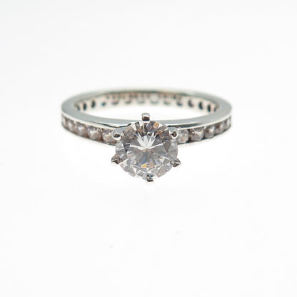 925 Sterling Silver Round-Cut C Z All Around Engagement Ring Size 10