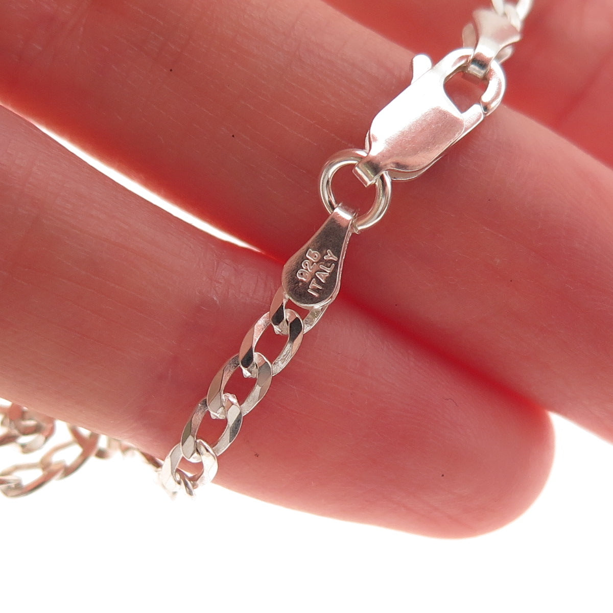 P. Lux 925 Sterling Silver Italy Curb Chain Necklace 20"
