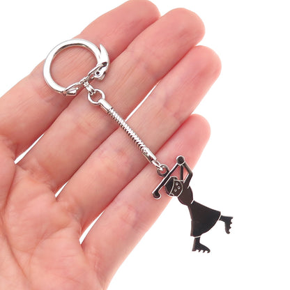 American Jewelry Chain Co 925 Sterling Vintage Female Golf Player Key Fob Holder