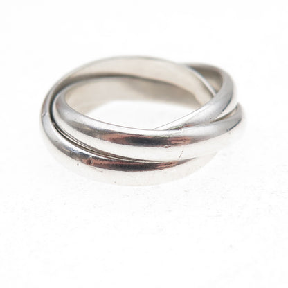 925 Sterling Silver Vintage Interlocked Trinity Band Ring Size 5.5