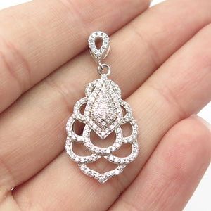 925 Sterling Silver Pave C Z Pendant