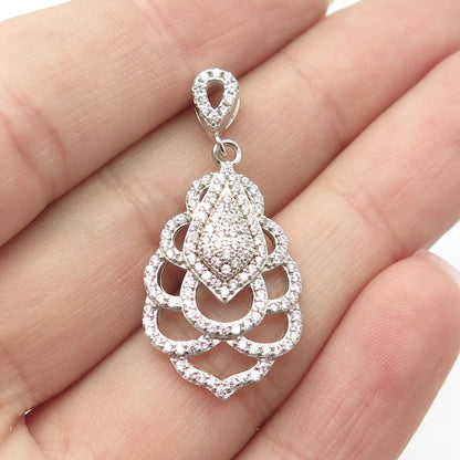 925 Sterling Silver Pave C Z Pendant