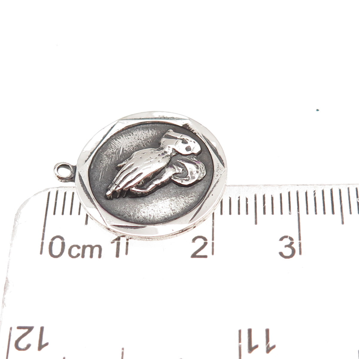 Chapel 925 Sterling Silver Vintage Prayer Hands Religious Oxidized Charm Pendant