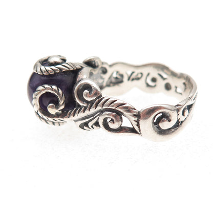 Carolyn Pollack 925 Sterling Silver Vintage Real Charoite Swirl Ring Size 5.25