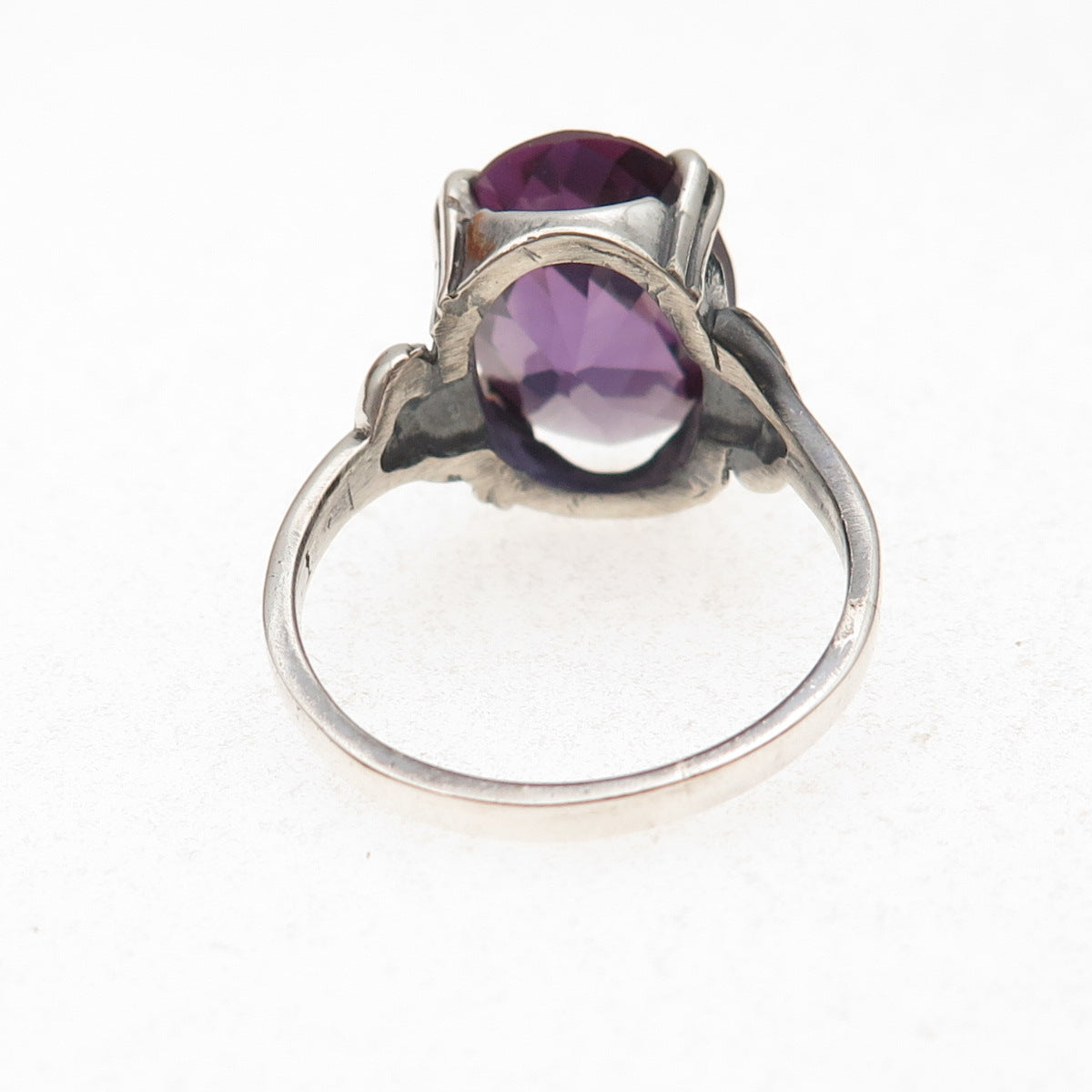 Tommy Long Sterling Silver Vintage Lab-Created Peacock Sapphire Ring Size 10.75
