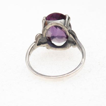 Tommy Long Sterling Silver Vintage Lab-Created Peacock Sapphire Ring Size 10.75