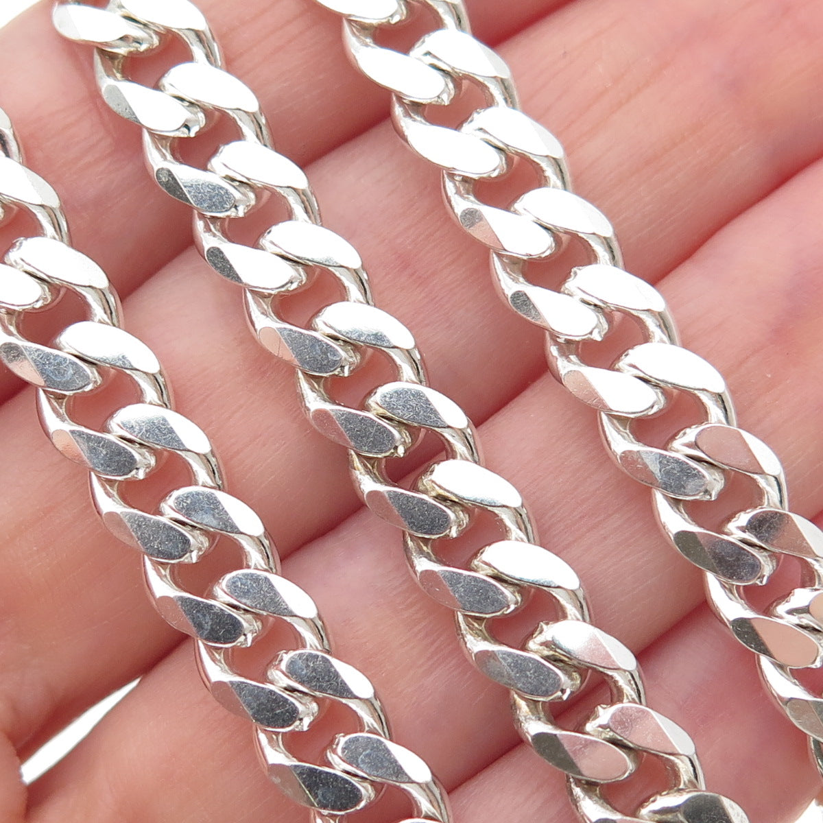 925 Sterling Silver Vintage Italy Curb Chain Necklace 22"