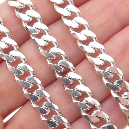 925 Sterling Silver Vintage Italy Curb Chain Necklace 22"