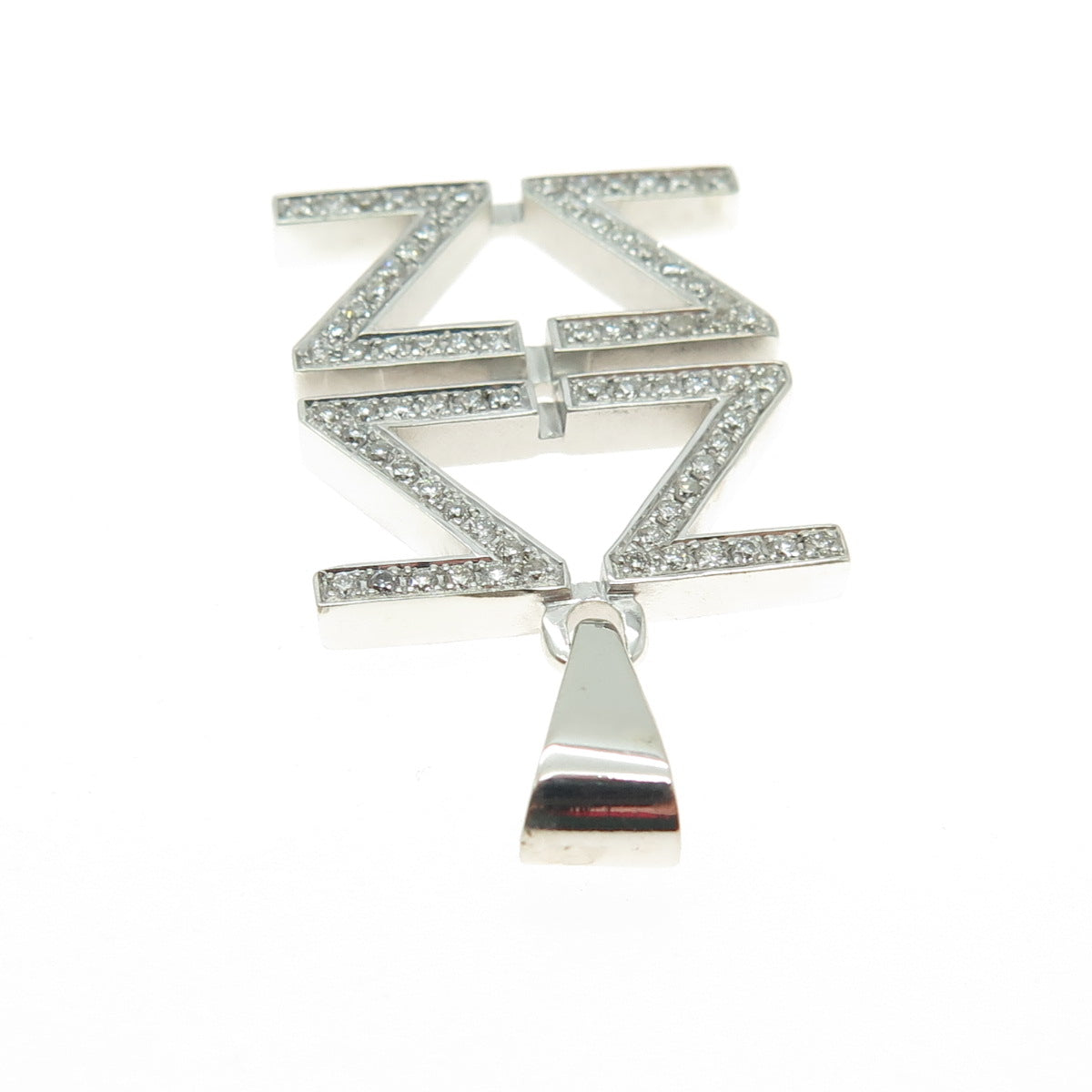 925 Sterling Silver Real Round-Cut Diamond Letter "Z" Link Pendant