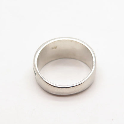 925 Sterling Silver Vintage Enamel Striped Band Ring Size 6.25