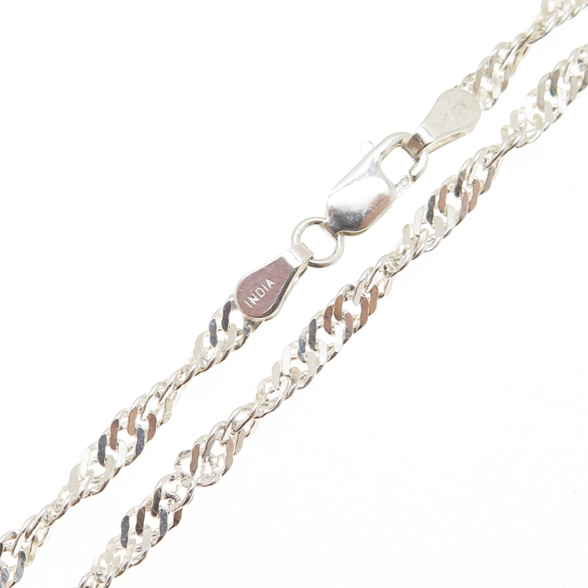 925 Sterling Silver Vintage Singapore Chain Necklace 16"