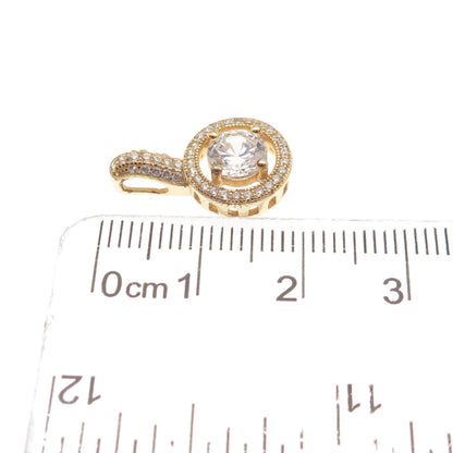 925 Sterling Silver Gold Plated Round-Cut C Z Mini Slide Pendant