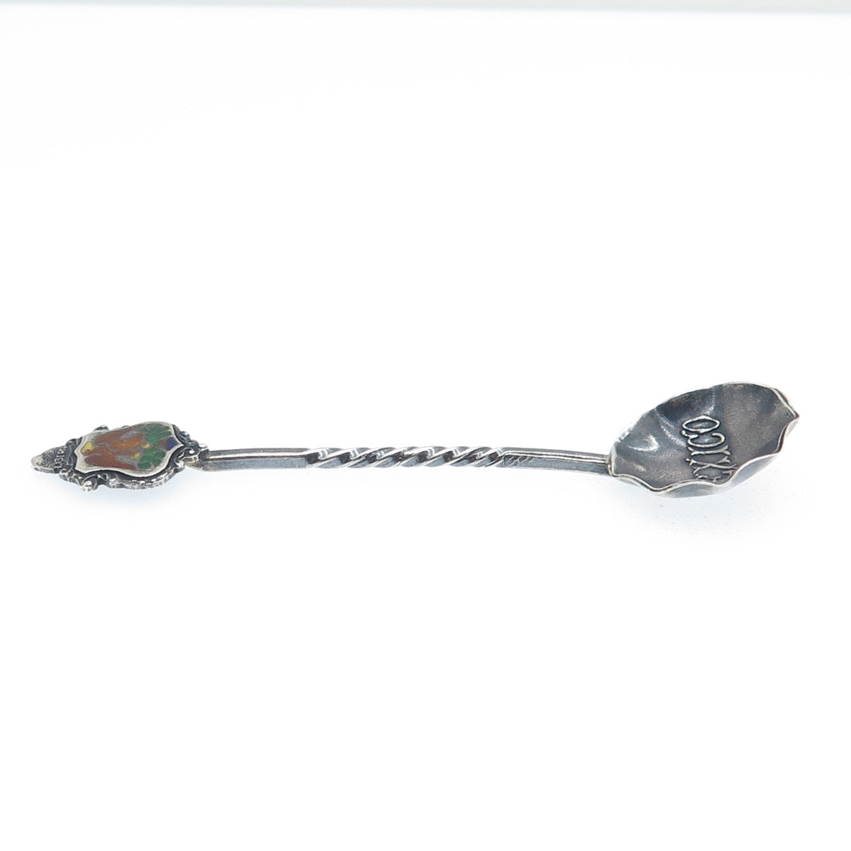 925 Sterling Silver Vintage Mexico Enamel Liberty Salt & Spices Spoon