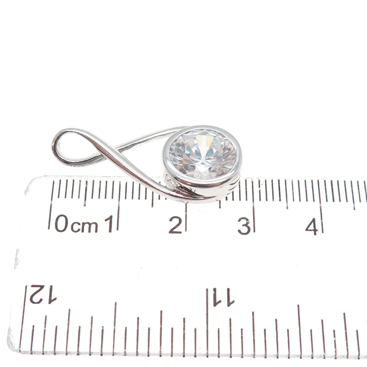 ATI ANNIKA WITT 925 Sterling Silver Round-Cut C Z Infinity Charm Pendant