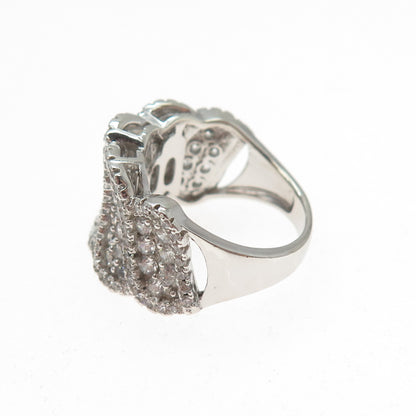 925 Sterling Silver Round-Cut C Z Sparkle Ring Size 6.75