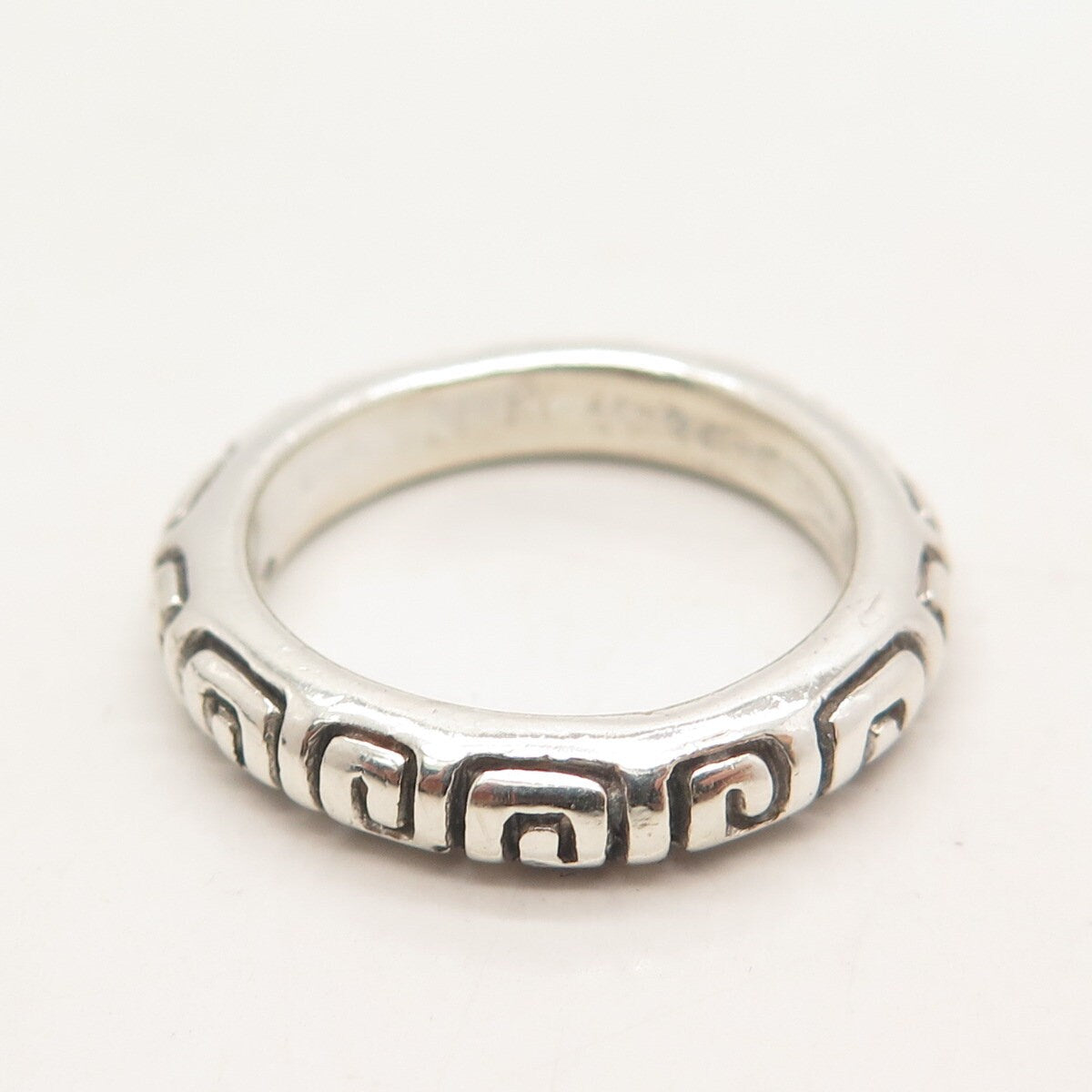 925 Sterling Silver Vintage Mexico Greek Maze Band Ring Size 8.75