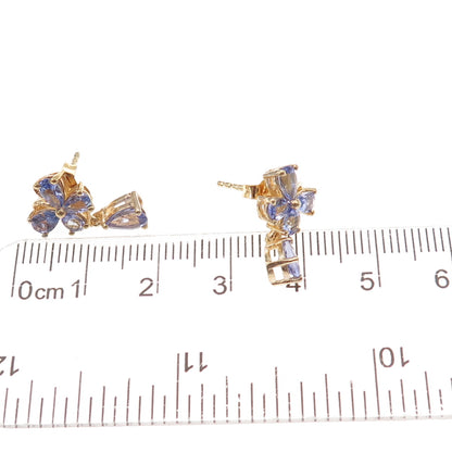 Chuck Clemency 925 Sterling Silver Gold Plated Real Tanzanite Butterfly Earrings