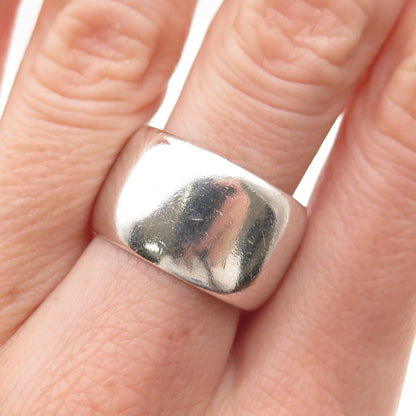 925 Sterling Silver Vintage Mexico Oxidized Wide Band Ring Size 8.25