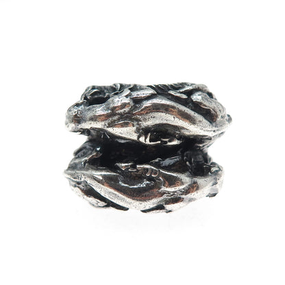 925 Sterling Silver Vintage Tiger Twins Oxidized Ring Size 7