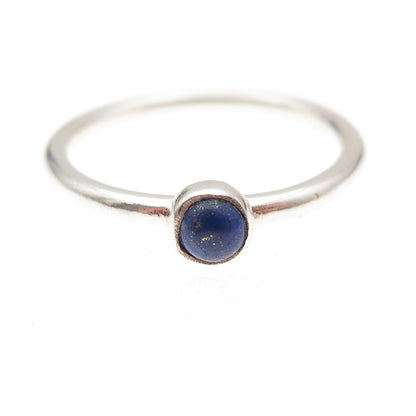 925 Sterling Silver Vintage Real Lapis Oxidized Ring Size 8