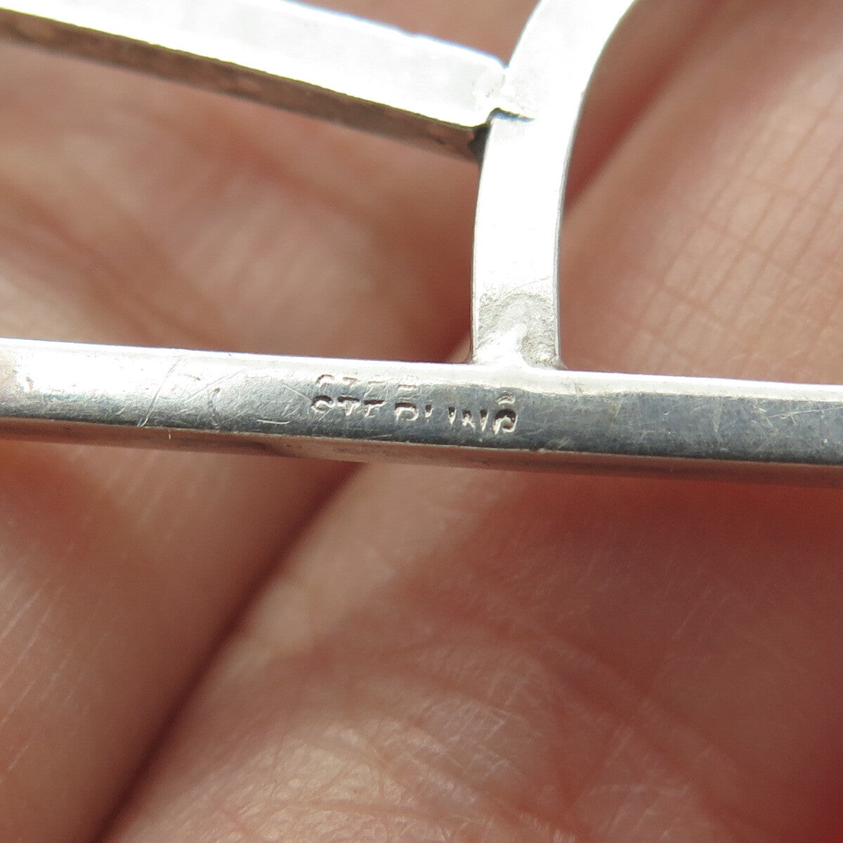 925 Sterling Silver Vintage Real Jasper Modernist Slide Pendant