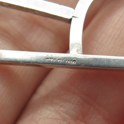 925 Sterling Silver Vintage Real Jasper Modernist Slide Pendant