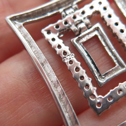 925 Sterling Silver Round-Cut C Z Modernist Multi-Frame Charm Pendant