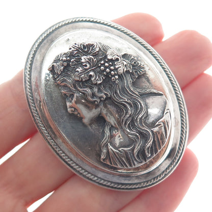 HENRYK WINOGRAD Sterling Silver Antique Lady Oxidized Pin Pendant (missing pin)