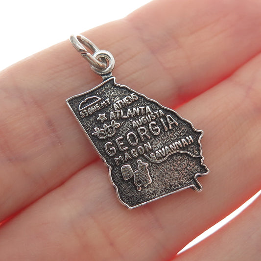 FRENCH & FRANKLIN Sterling Silver Vintage Georgia Oxidized Minimalist Pendant