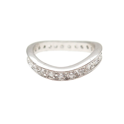 925 Sterling Silver Round-Cut C Z Wavy Band Ring Size 5