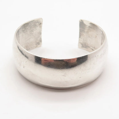 925 Sterling Silver Vintage Wide Adjustable Cuff Bracelet 6.5"